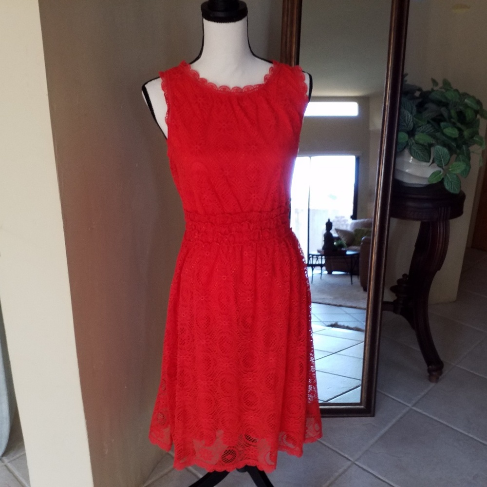 Bright tangerine lace dress